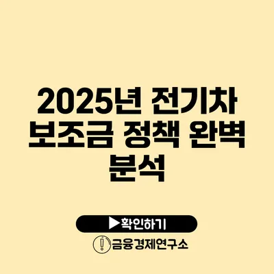 2025년 전기차 보조금 정책 완벽 분석