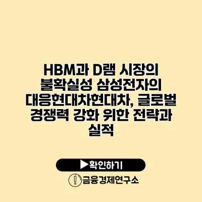 HBM과 D램 시장의 불확실성 삼성전자의 대응현대차현대차, 글로벌 경쟁력 강화 위한 전략과 실적