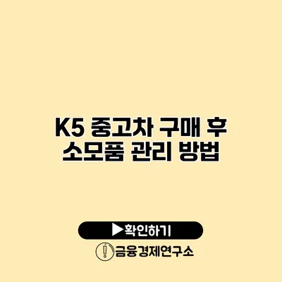 K5 중고차 구매 후 소모품 관리 방법