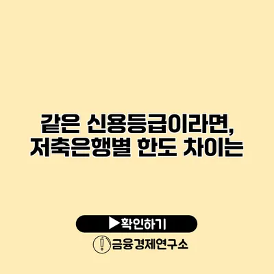 같은 신용등급이라면, 저축은행별 한도 차이는?