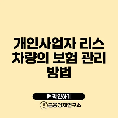 개인사업자 리스 차량의 보험 관리 방법