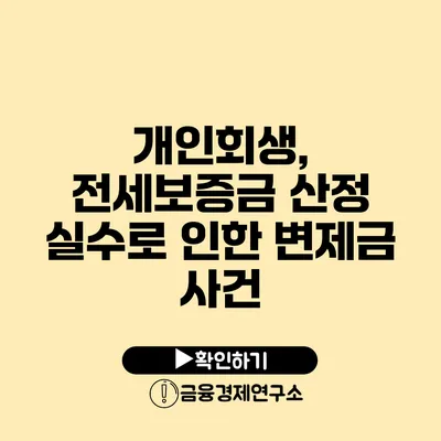 개인회생, 전세보증금 산정 실수로 인한 변제금 사건