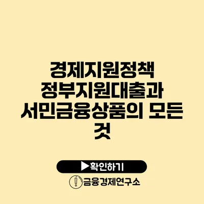 경제지원정책 정부지원대출과 서민금융상품의 모든 것