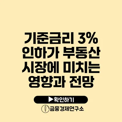 기준금리 3% 인하가 부동산 시장에 미치는 영향과 전망