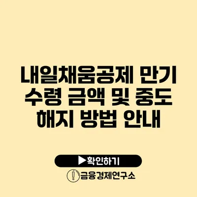 내일채움공제 만기 수령 금액 및 중도 해지 방법 안내