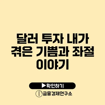 달러 투자 내가 겪은 기쁨과 좌절 이야기