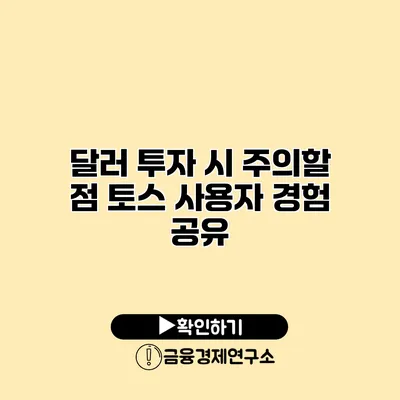 달러 투자 시 주의할 점 토스 사용자 경험 공유