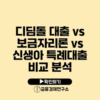 디딤돌 대출 vs 보금자리론 vs 신생아 특례대출 비교 분석