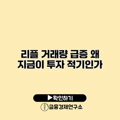 리플 거래량 급증 왜 지금이 투자 적기인가?