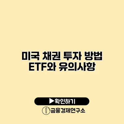 미국 채권 투자 방법 ETF와 유의사항