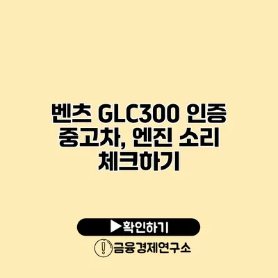 벤츠 GLC300 인증 중고차, 엔진 소리 체크하기