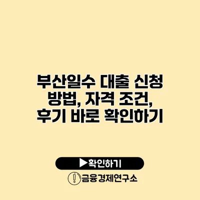 부산일수 대출 신청 방법, 자격 조건, 후기 바로 확인하기