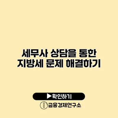 세무사 상담을 통한 지방세 문제 해결하기