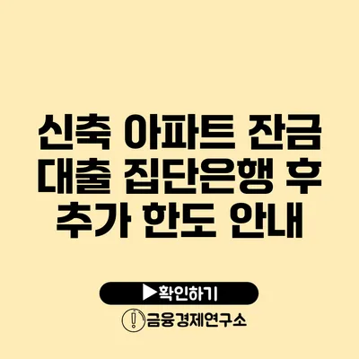 신축 아파트 잔금 대출 집단은행 후 추가 한도 안내