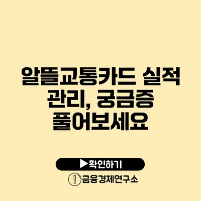 알뜰교통카드 실적 관리, 궁금증 풀어보세요