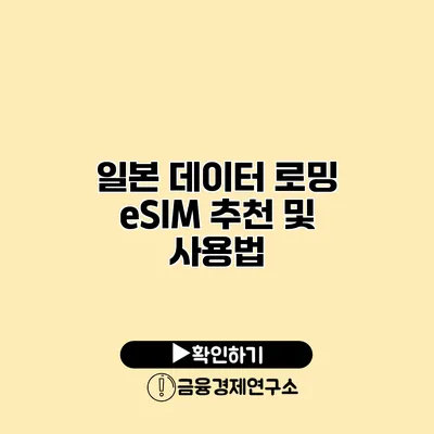 일본 데이터 로밍 eSIM 추천 및 사용법