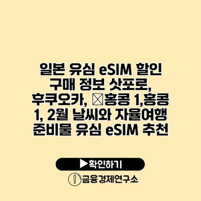 일본 유심 eSIM 할인 구매 정보 삿포로, 후쿠오카, �홍콩 1,홍콩 1, 2월 날씨와 자율여행 준비물 유심 eSIM 추천