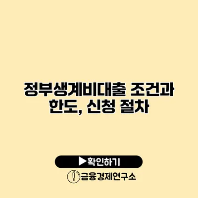 정부생계비대출 조건과 한도, 신청 절차