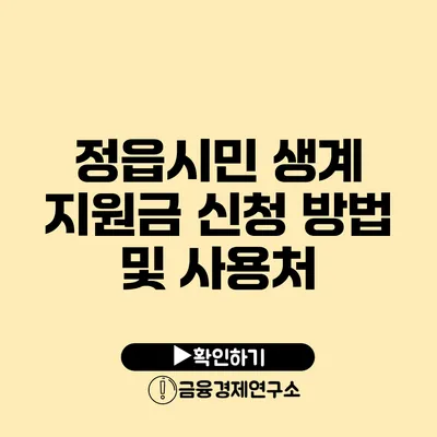 정읍시민 생계 지원금 신청 방법 및 사용처