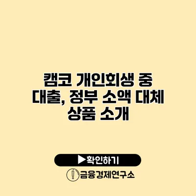 캠코 개인회생 중 대출, 정부 소액 대체 상품 소개