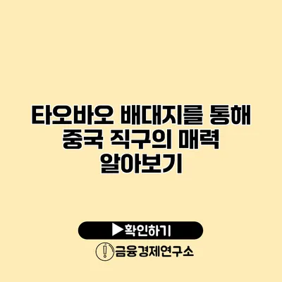 타오바오 배대지를 통해 중국 직구의 매력 알아보기