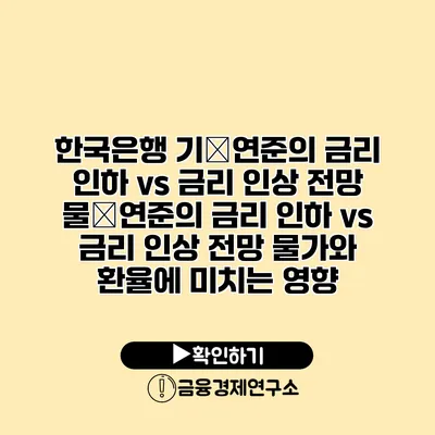 한국은행 기�연준의 금리 인하 vs 금리 인상 전망 물�연준의 금리 인하 vs 금리 인상 전망 물가와 환율에 미치는 영향