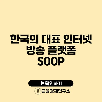 한국의 대표 인터넷 방송 플랫폼 SOOP