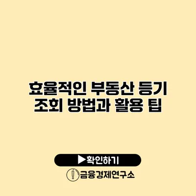 효율적인 부동산 등기 조회 방법과 활용 팁