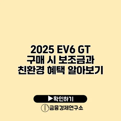 2025 EV6 GT 구매 시 보조금과 친환경 혜택 알아보기