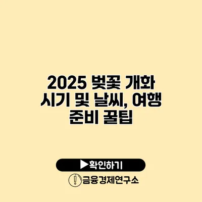 2025 벚꽃 개화 시기 및 날씨, 여행 준비 꿀팁