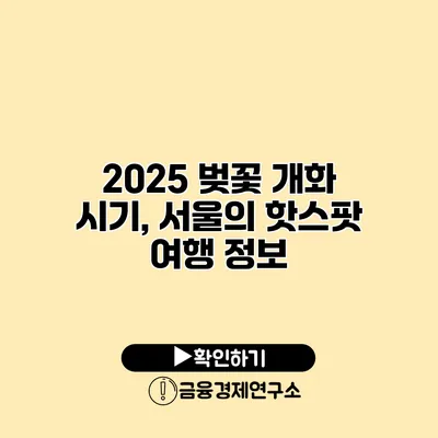 2025 벚꽃 개화 시기, 서울의 핫스팟 여행 정보