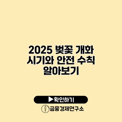 2025 벚꽃 개화 시기와 안전 수칙 알아보기