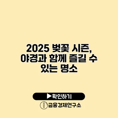 2025 벚꽃 시즌, 야경과 함께 즐길 수 있는 명소