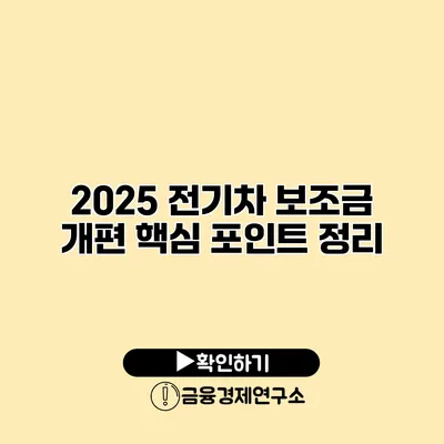 2025 전기차 보조금 개편 핵심 포인트 정리