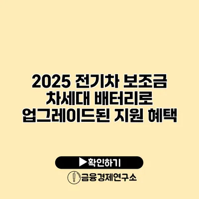 2025 전기차 보조금 차세대 배터리로 업그레이드된 지원 혜택