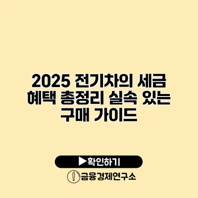 2025 전기차의 세금 혜택 총정리 실속 있는 구매 가이드