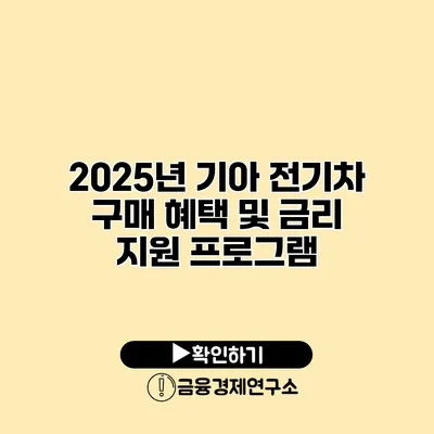 2025년 기아 전기차 구매 혜택 및 금리 지원 프로그램