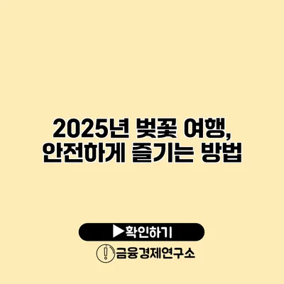 2025년 벚꽃 여행, 안전하게 즐기는 방법