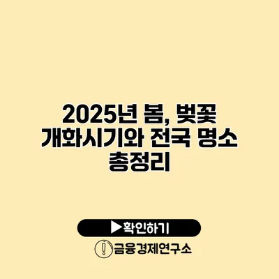 2025년 봄, 벚꽃 개화시기와 전국 명소 총정리