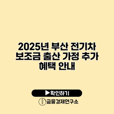 2025년 부산 전기차 보조금 출산 가정 추가 혜택 안내