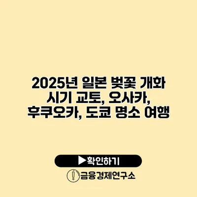 2025년 일본 벚꽃 개화 시기 교토, 오사카, 후쿠오카, 도쿄 명소 여행