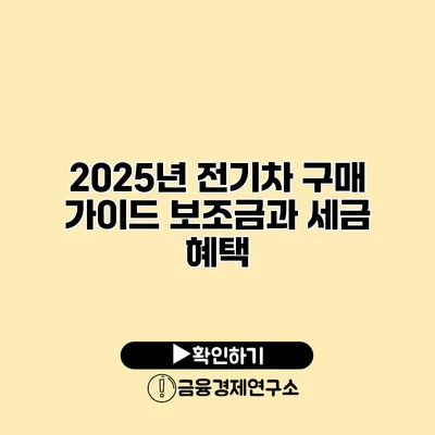 2025년 전기차 구매 가이드 보조금과 세금 혜택