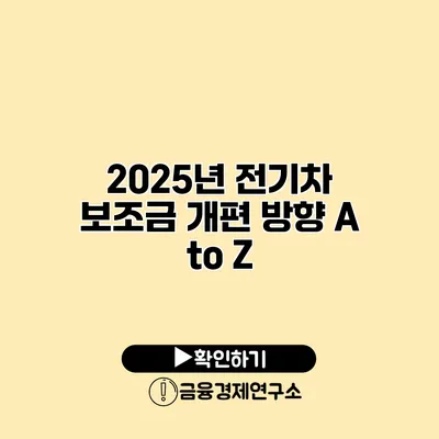 2025년 전기차 보조금 개편 방향 A to Z
