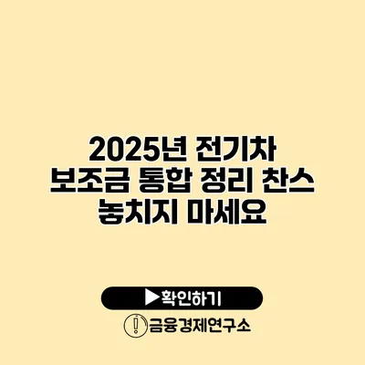 2025년 전기차 보조금 통합 정리 찬스 놓치지 마세요