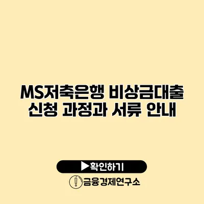 MS저축은행 비상금대출 신청 과정과 서류 안내