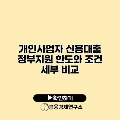 개인사업자 신용대출 정부지원 한도와 조건 세부 비교