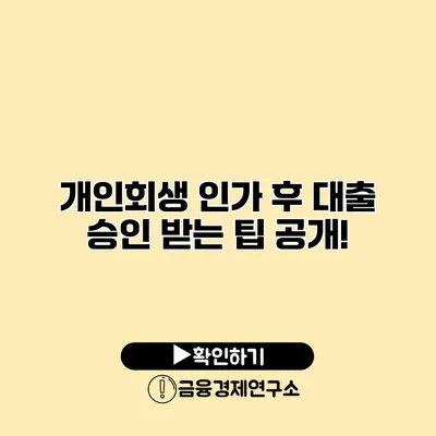 개인회생 인가 후 대출 승인 받는 팁 공개!