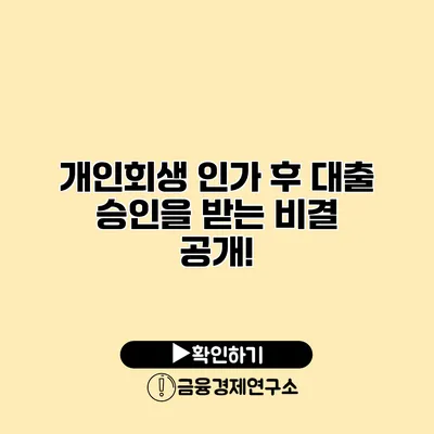 개인회생 인가 후 대출 승인을 받는 비결 공개!