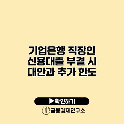 기업은행 직장인 신용대출 부결 시 대안과 추가 한도