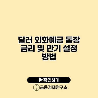 달러 외화예금 통장 금리 및 만기 설정 방법